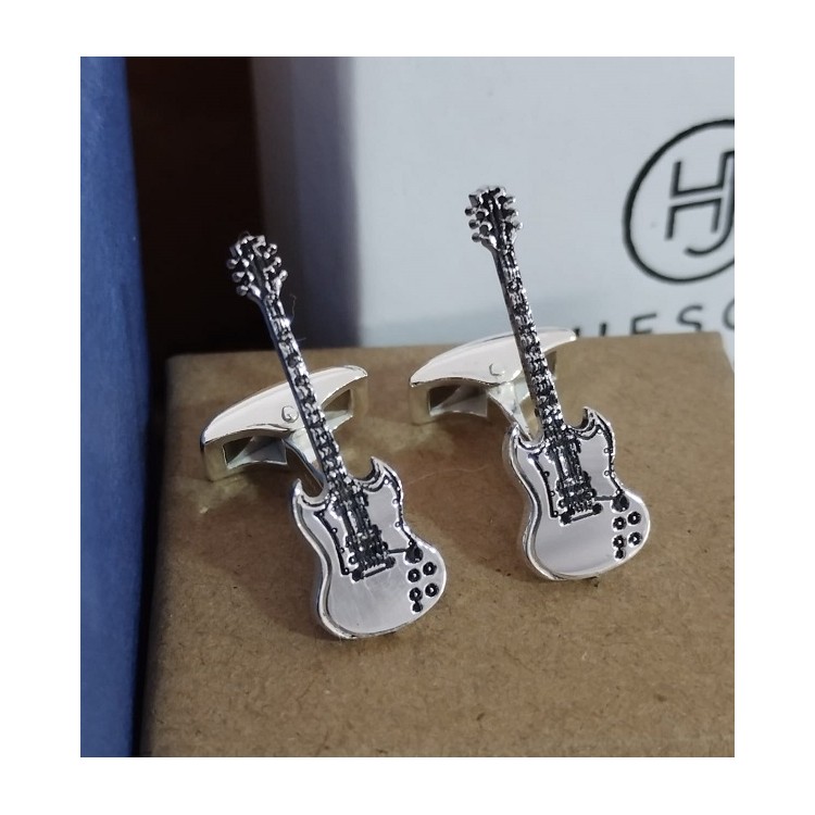 Gemelos guitarra personalizada en plata de ley