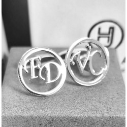 Gemelos con iniciales enmarcadas  plata de ley