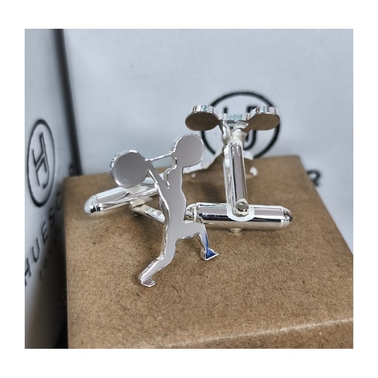 Gemelos culturismo en plata de ley fabricación artesanal