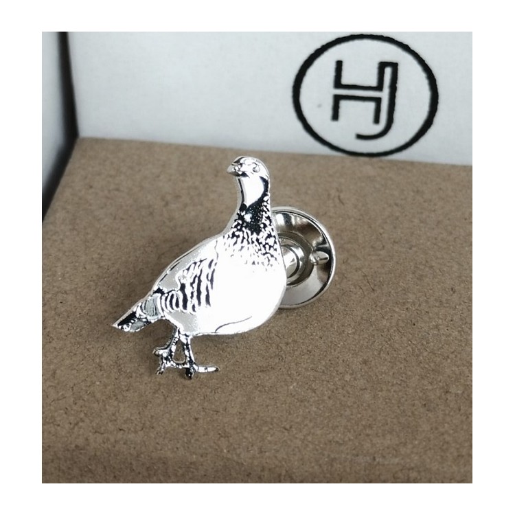 Pin Perdíz en plata de ley