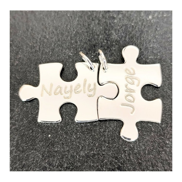 Collares personalizados duo puzzles en plata de ley