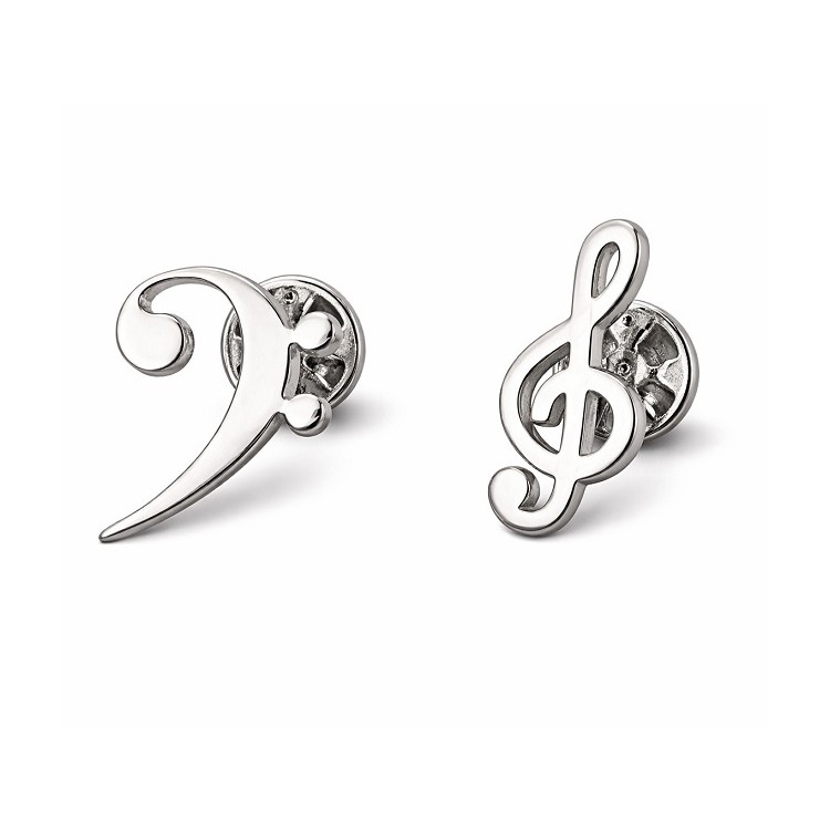 Pins de notas musicales de plata