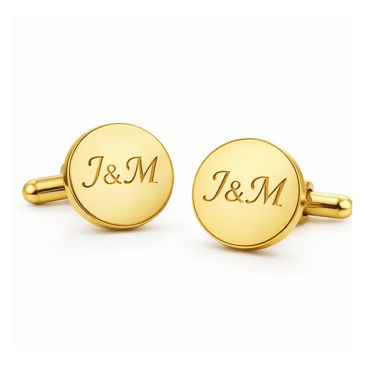 Gemelos personalizados con su diseño en acero inoxidable dorados