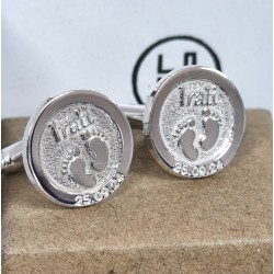 Gemelos para padres personalizados en relieve  plata de ley