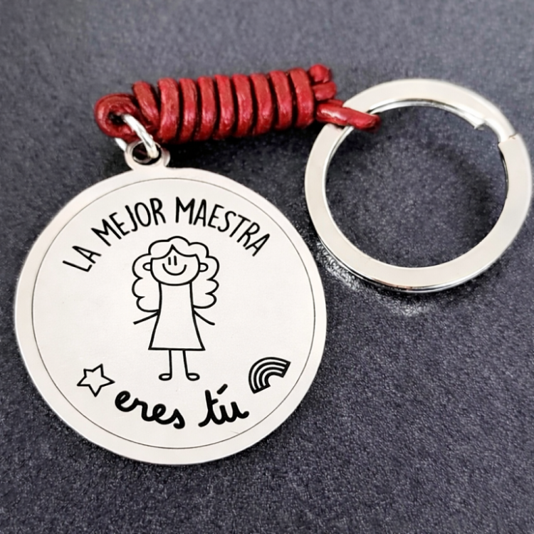 Llavero personalizado Profesora en acero inox.