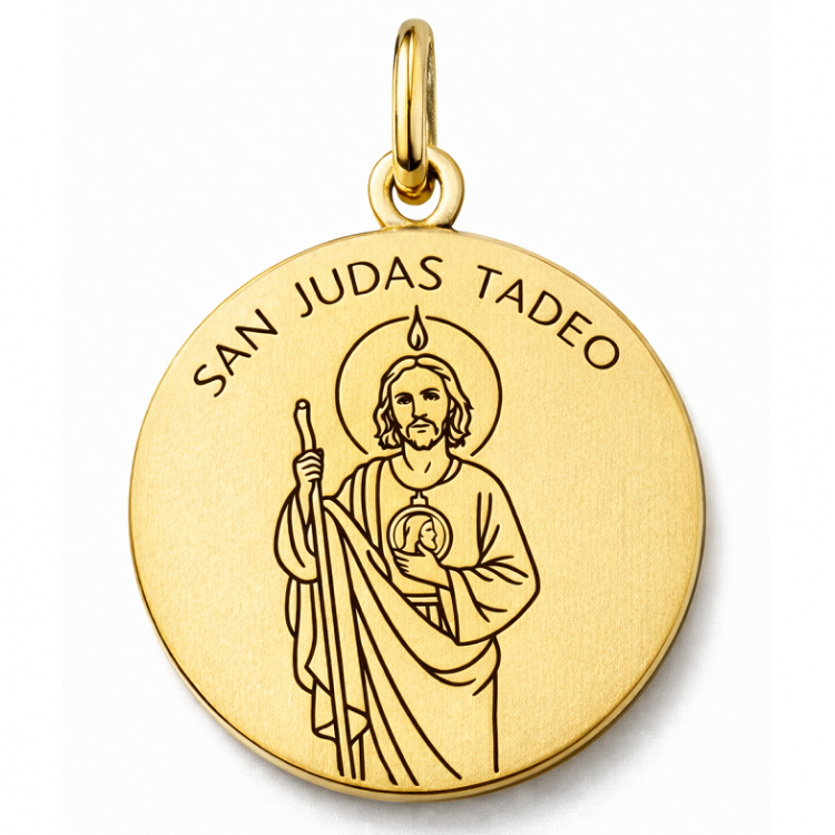 Medalla San judas Tadeo dorado + cadena opcional