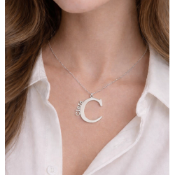 Colgantes nombres e inicial  plata de ley