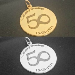 Medalla regalo aniversario chapada oro