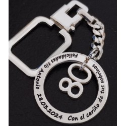 Llaveros personalizados con numeros en plata de ley
