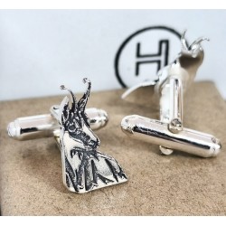 Gemelos personalizados de Animales plata de ley