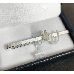 Pisarcorbatas personalizado con 2 iniciales o caracteres en plata de ley