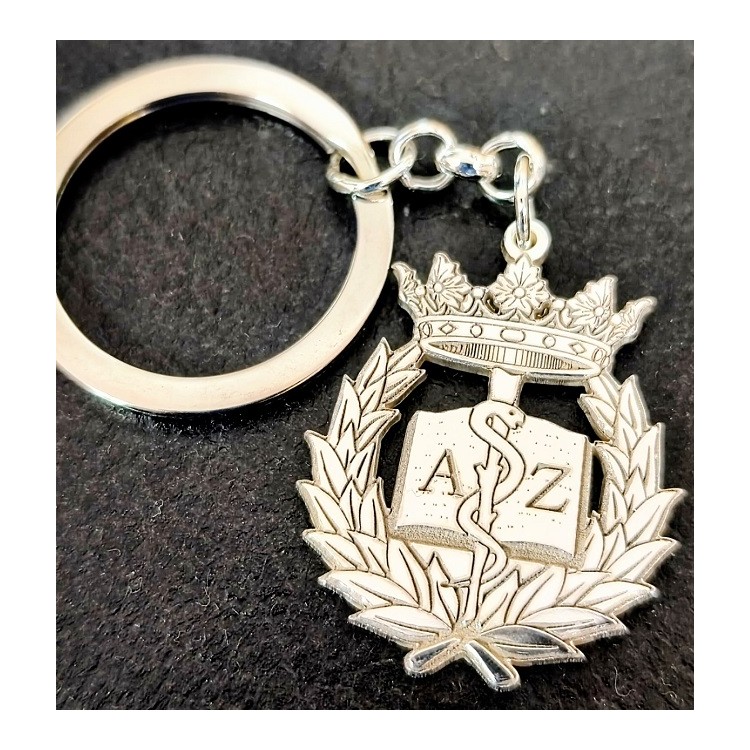 Llavero insignia Medicina personalizado plata de ley