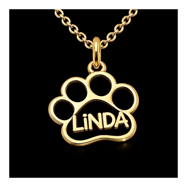 Colgantes huella de mascota personalizada chapado oro