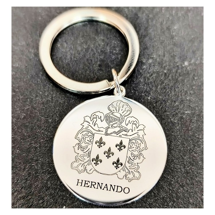Llaveros escudo de armas grabado en plata de ley