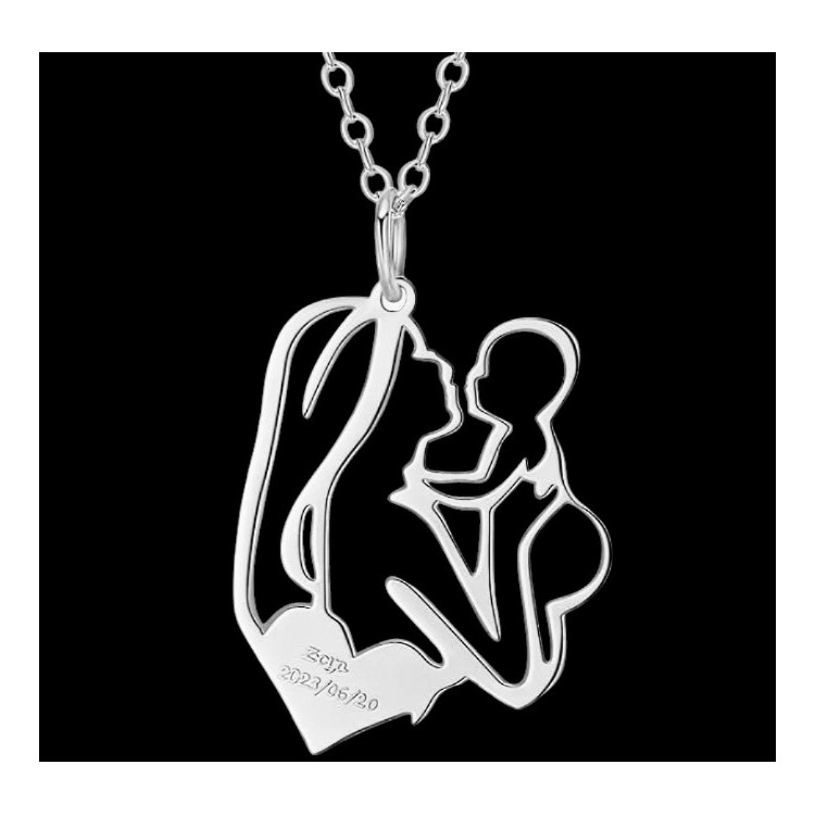 Colgante madre e hijo  plata de ley