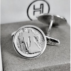 Gemelos personalizados alto relieve plata de ley