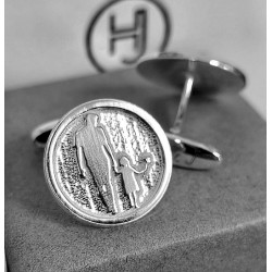 Gemelos personalizados alto relieve plata de ley