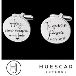 Gemelos para bodas circulares frases plata de ley