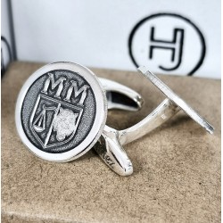Gemelos personalizados alto relieve plata de ley