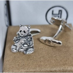 Gemelos oso panda plata de ley