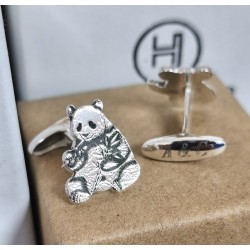 Gemelos oso panda plata de ley