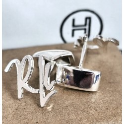 Gemelos con su diseño de 3-4 iniciales plata de ley