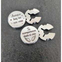 cubre botones personalizados boda metal color plata