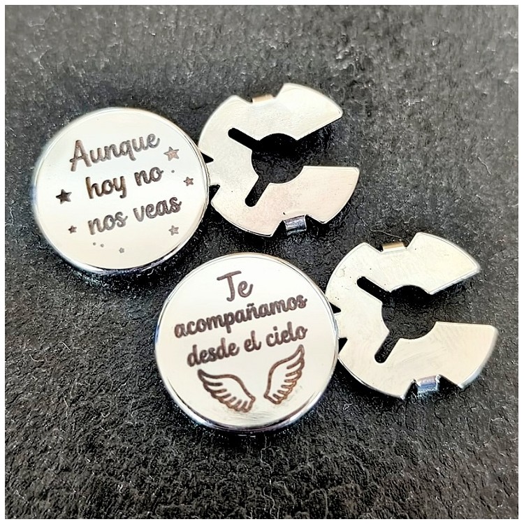 cubre botones personalizados boda metal color plata