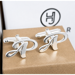 Gemelos de 2 iniciales con su diseño en plata de ley