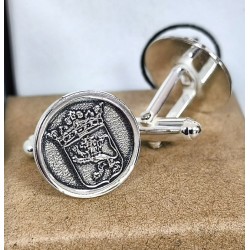 Gemelos personalizados alto relieve plata de ley