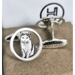 Gemelos personalizados de perros y mascotas enmarcados  plata de ley