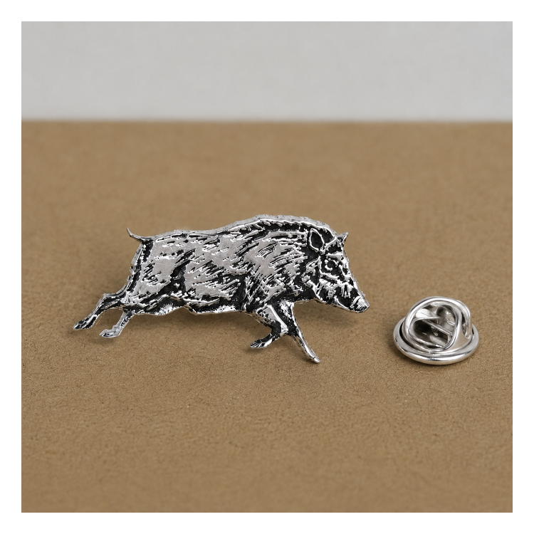 Pin jabalí en plata de ley