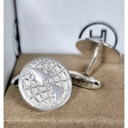 Gemelos Mapa mundi en relieve plata de ley