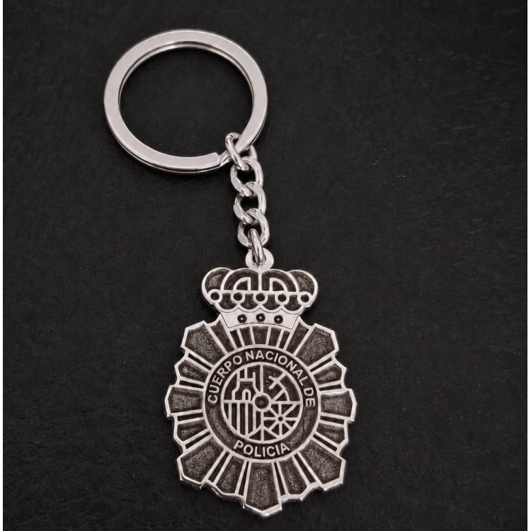 Llaveros escudo Policia Nacional plata de ley