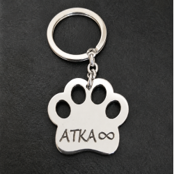 Llavero Huella de perro personalizada en plata de ley