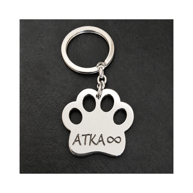 Llavero Huella de perro personalizada en plata de ley
