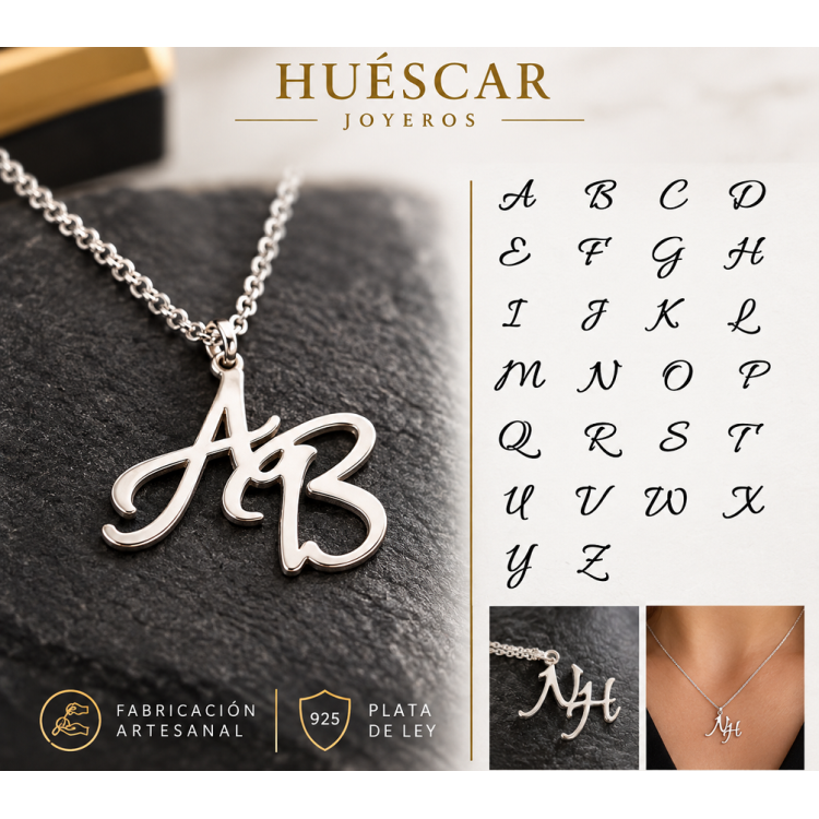 Colgantes de 2 letras plata de ley