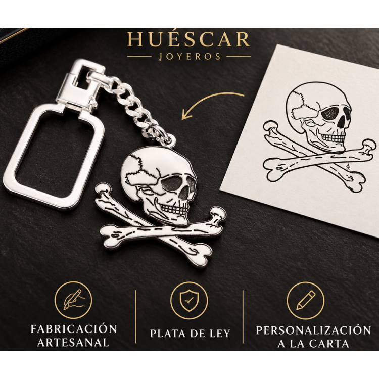 Llavero personalizado Dibujos tallados en plata de ley