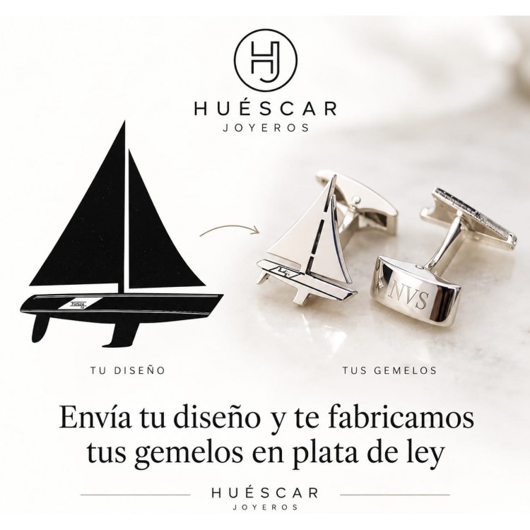Gemelos de barcos personalizados plata de ley