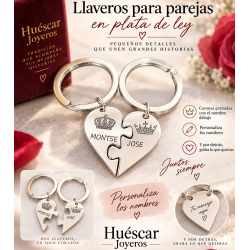 Llaveros para parejas en plata de ley "corazones"