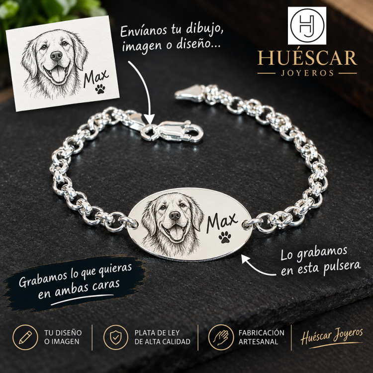 Pulseras personalizadas en óvalo de  plata de ley