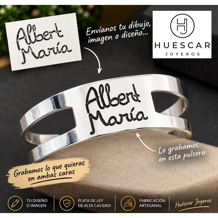 Brazalete  personalizado en plata de ley hecho a mano