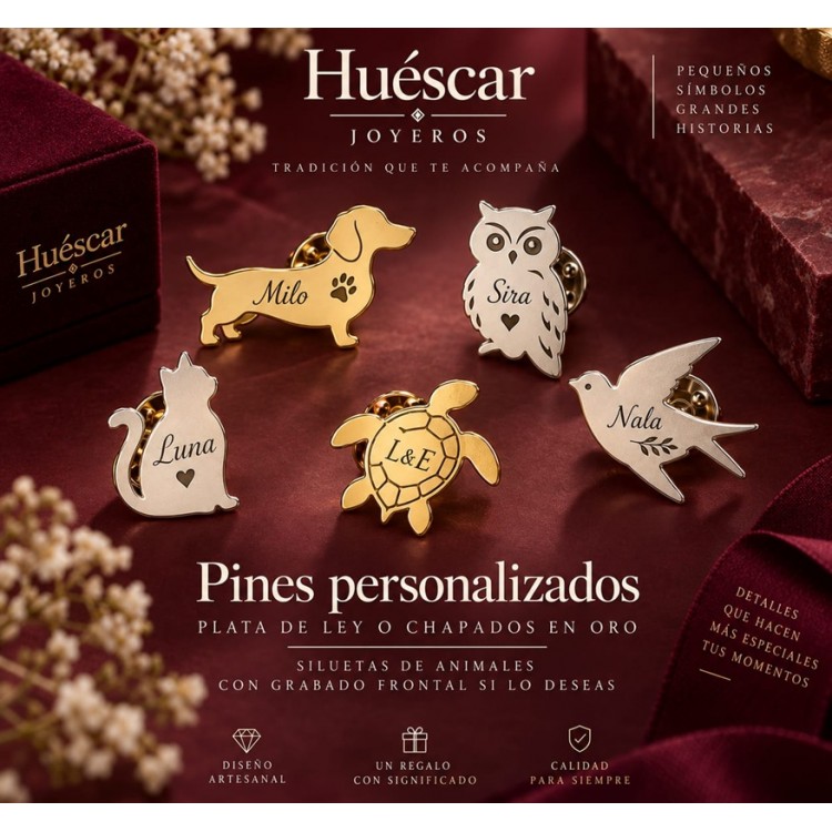 Pines personalizados de animales  plata de ley