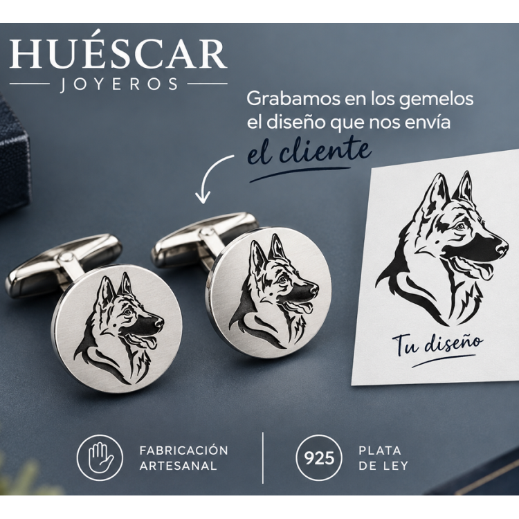 Gemelos personalizados animales y mascotas plata de ley