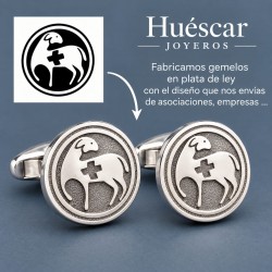 Gemelos personalizados con símbolos, emblemas o  logos en relieve plata de ley