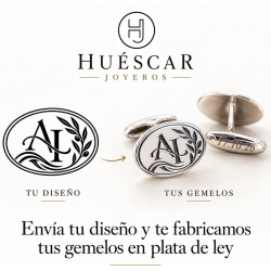Gemelos ovalados personalizados en plata de ley