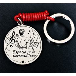 Llavero personalizado profesor música en acero inox.
