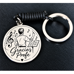 Llavero personalizado profesor música en acero inox.