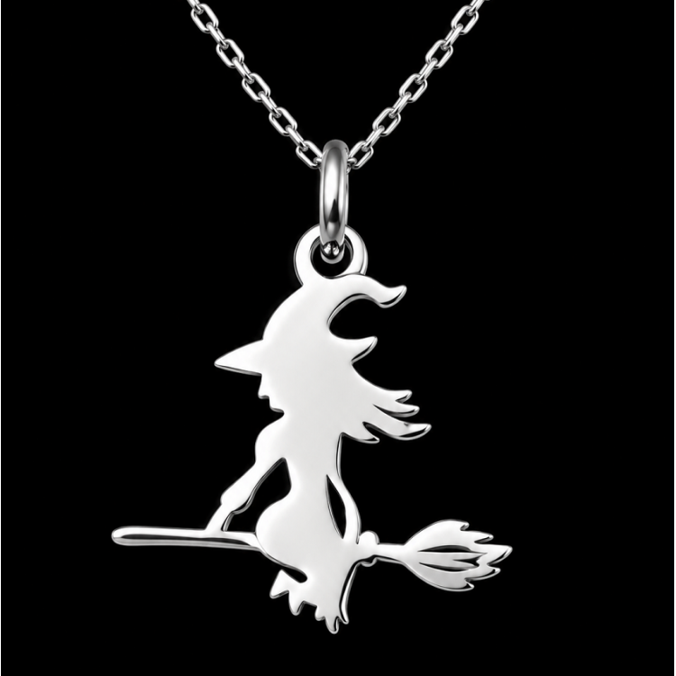 Colgante bruja plata de ley